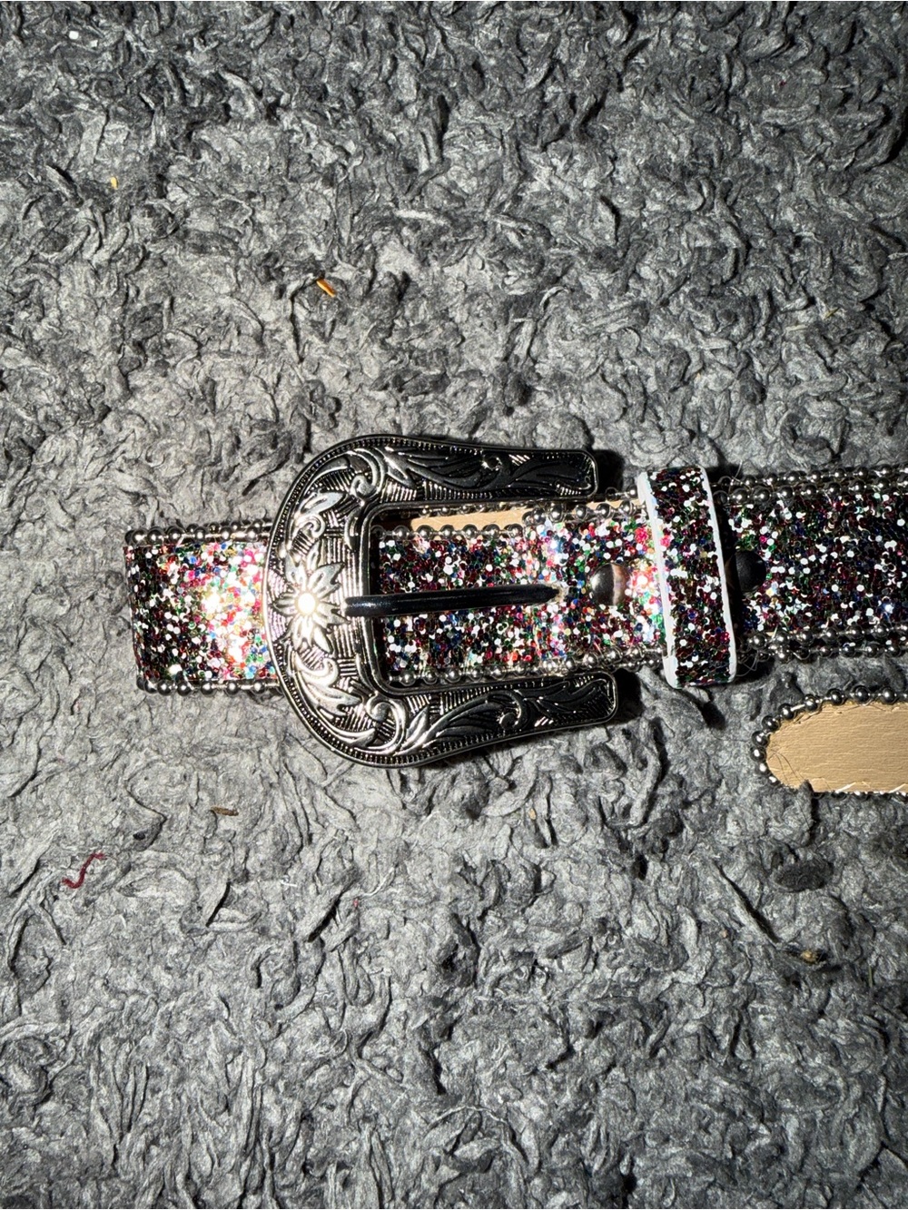 Women's Multi-Color Glitter Western Buckle Belt